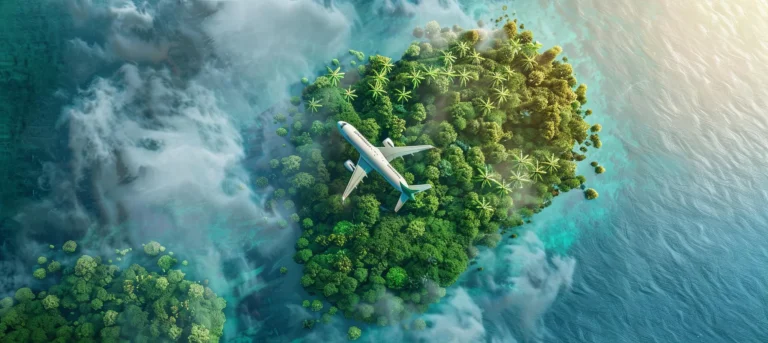 Concept ecoconscious travel plain